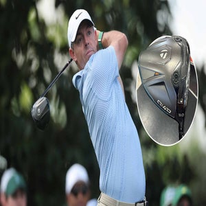Rory McIlroy of Northern Ireland plays his shot from the ninth tee during the final round of the 2026 Masters Tournament at Augusta National Golf Club on April 12, 2026 in Augusta, Georgia. (Photo by Hector Vivas/Getty Images)