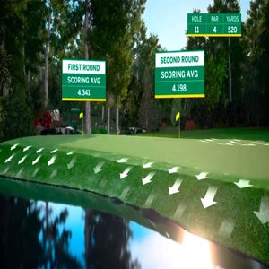 the 11th green at Augusta National, pictured during the Inside Amen Corner broadcast from Amazon