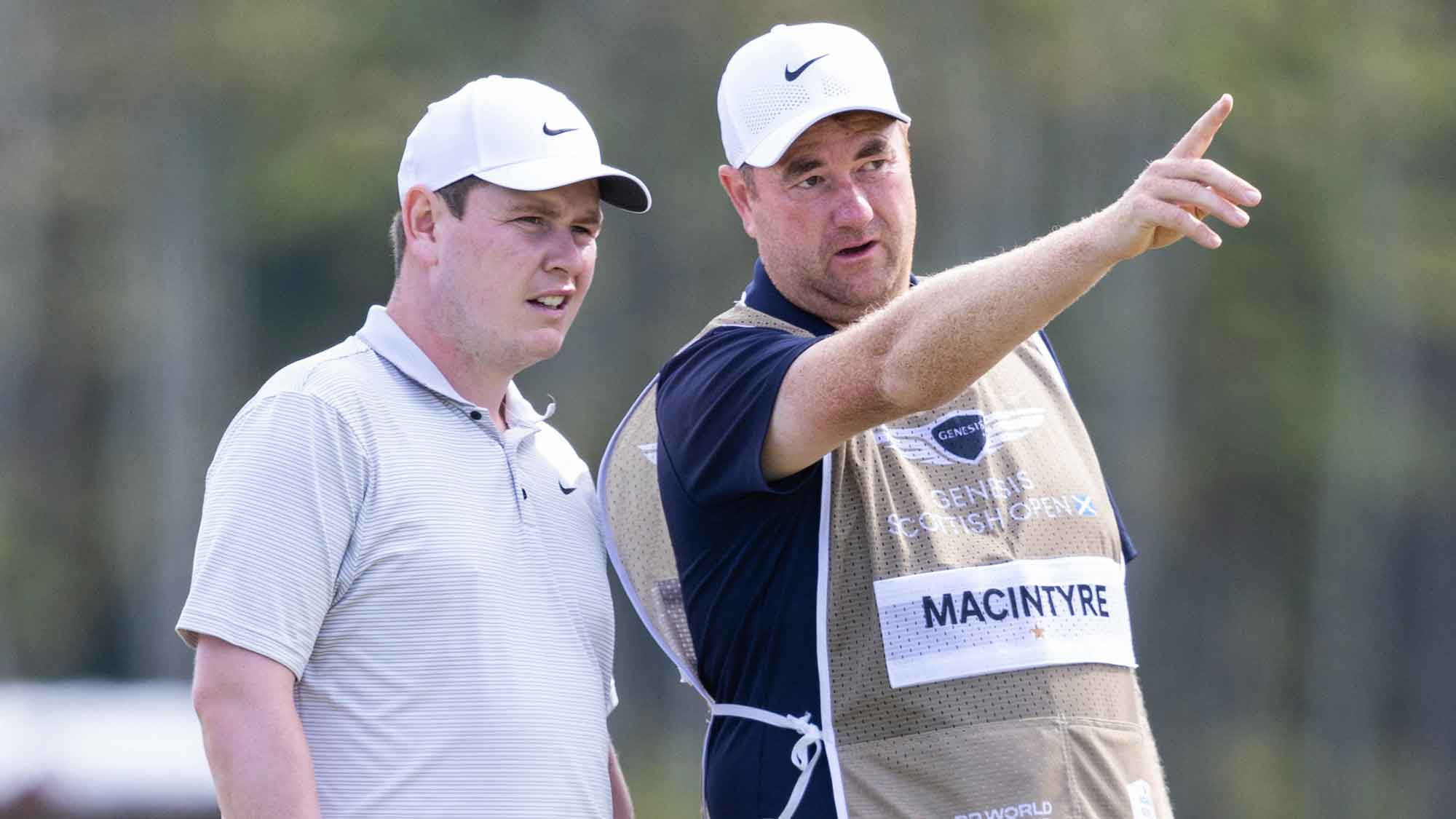 robert mcintyre and his caddie at the 2025 scottsih open