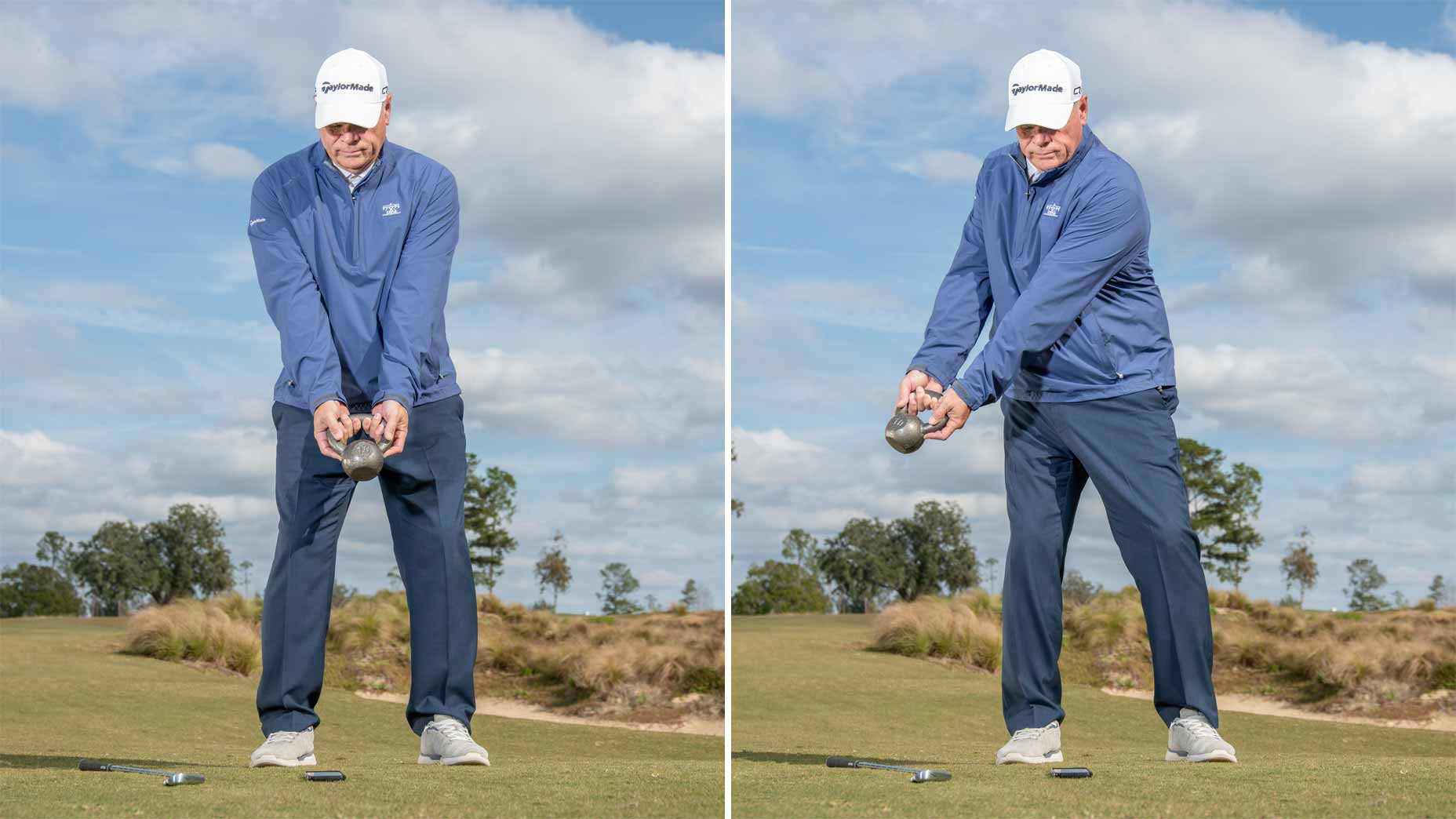 james leitz holds a kettle bell and swings it back and forth