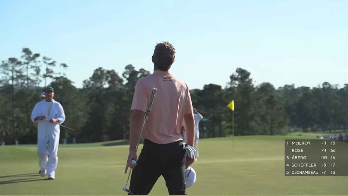 Justin Rose looks to the sky at Augusta National