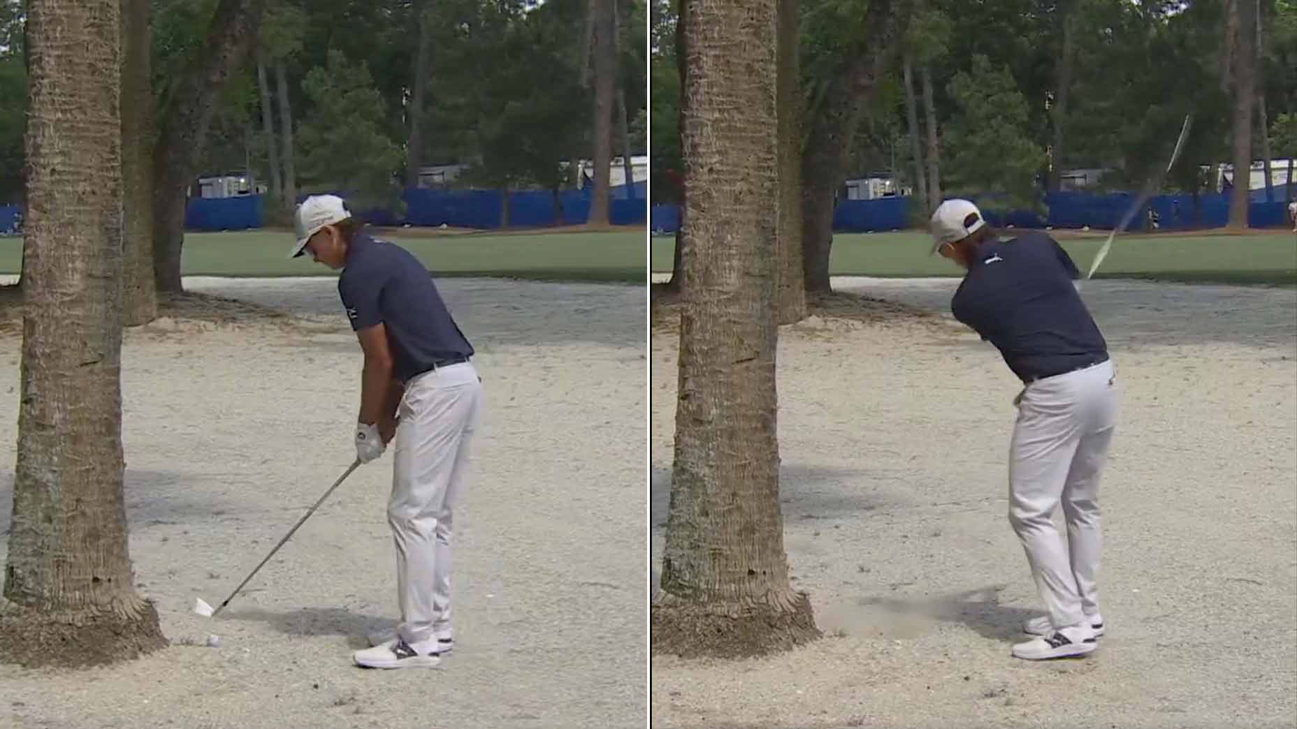 Rickie Fowler hits wild backward-lefty shot; eyes RBC Heritage lead