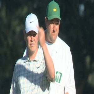 Robert MacIntyre seen making obscene gesture during Round 1 of the 2026 Masters at Augusta National.