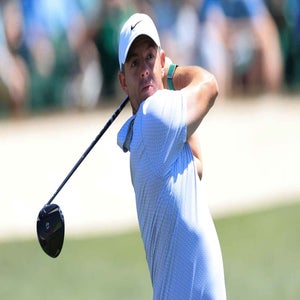 Rory Mcilroy hits a shot at the Masters