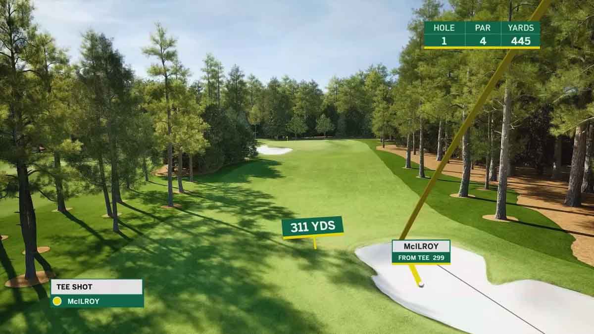 Rory McIlroy's tee shot at first hole
