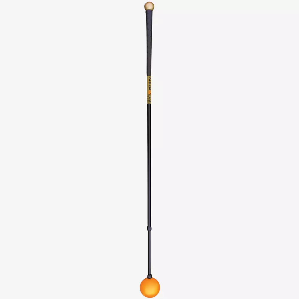 A long black stick with a tan grip handle and an orange rubber ball attached at the bottom end, displayed vertically against a plain white background&mdash;one of the best deals under $50.