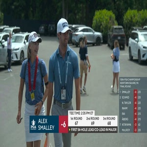 Alex Smalley and his mother Maria on Sunday at the 2026 PGA.