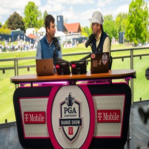 Smylie Kaufman and Charlie Hulme host the PGA Championship Range Show powered by T-Mobile.