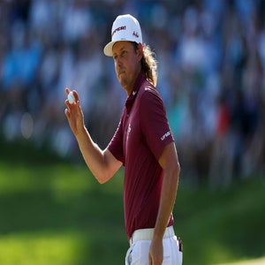 Cameron Smith acknowledges the crowd at the 2026 PGA Championship