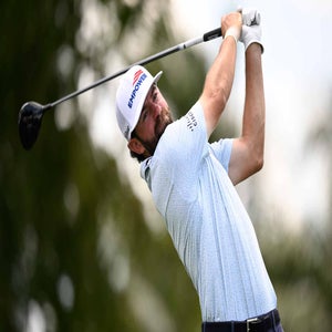 Cameron Young hits drive at Trump Doral: 2026 Cadillac Championship Sunday TV coverage.