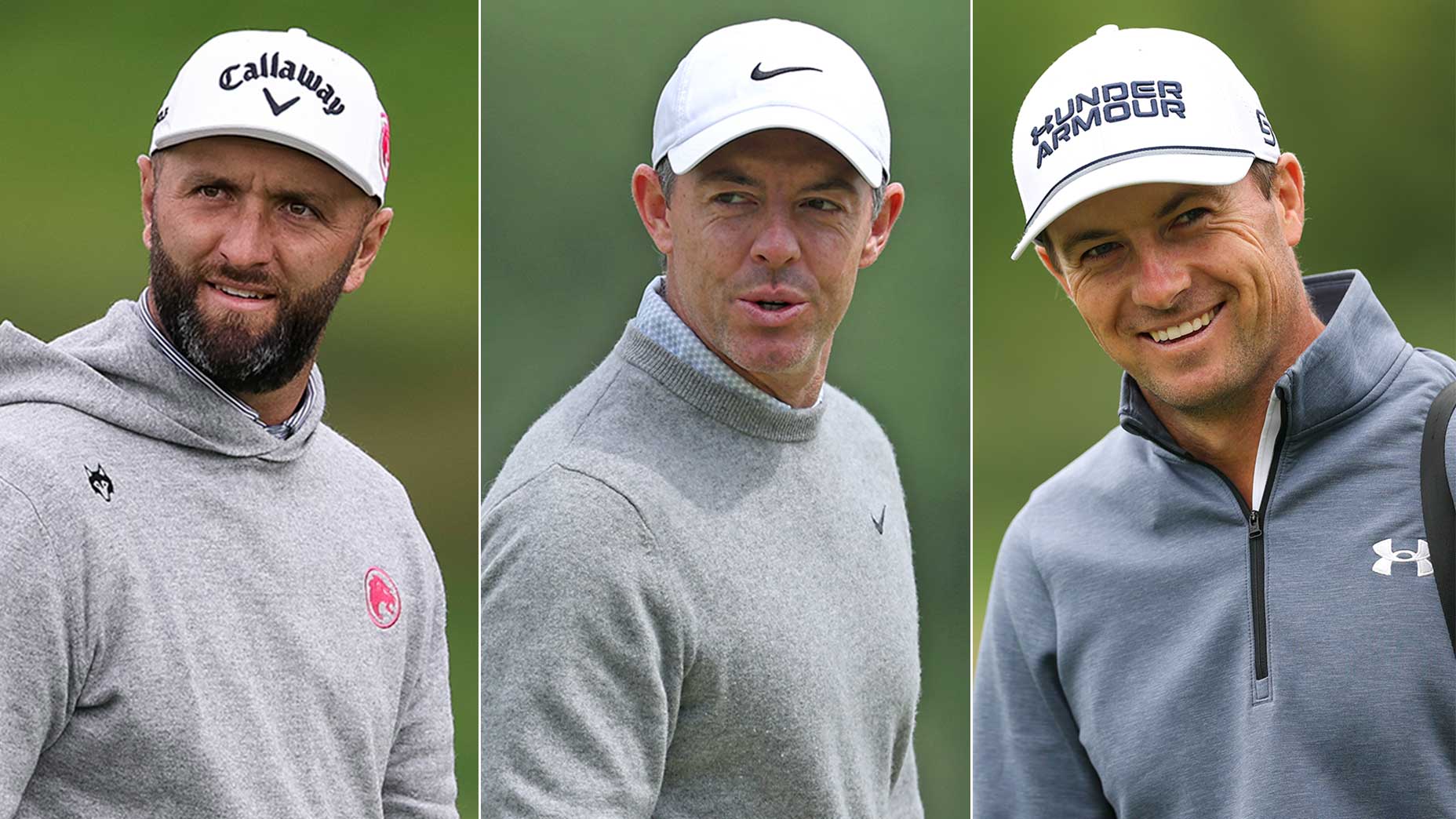 Jon Rahm, Rory McIlroy and Jordan Spieth at the 2026 PGA Championship.
