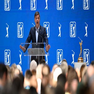 Brian Rolapp speaks at the 2026 Players Championship.