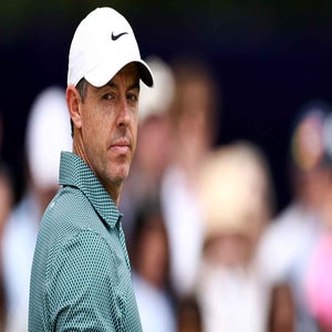 Rory McIlroy of Northern Ireland looks on while playing the eighth hole during the final round of the Truist Championship 2026 at Quail Hollow