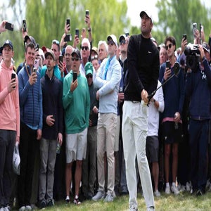 Scottie Scheffler plays a shot during the 2026 PGA Championship