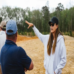 Michelle Wie West on the site of Sweet Tooth, a par-3 course in the making.