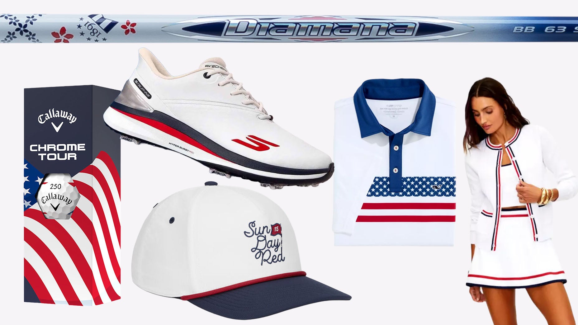 Celebrate USA 250 with this cool red, white and blue golf gear! Celebrate USA 250 with this cool red, white and blue golf gear!