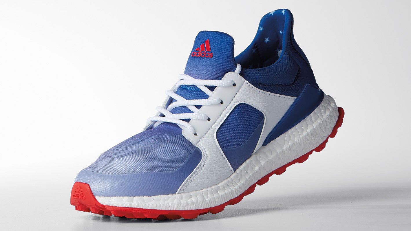 adidas red white and blue golf shoes